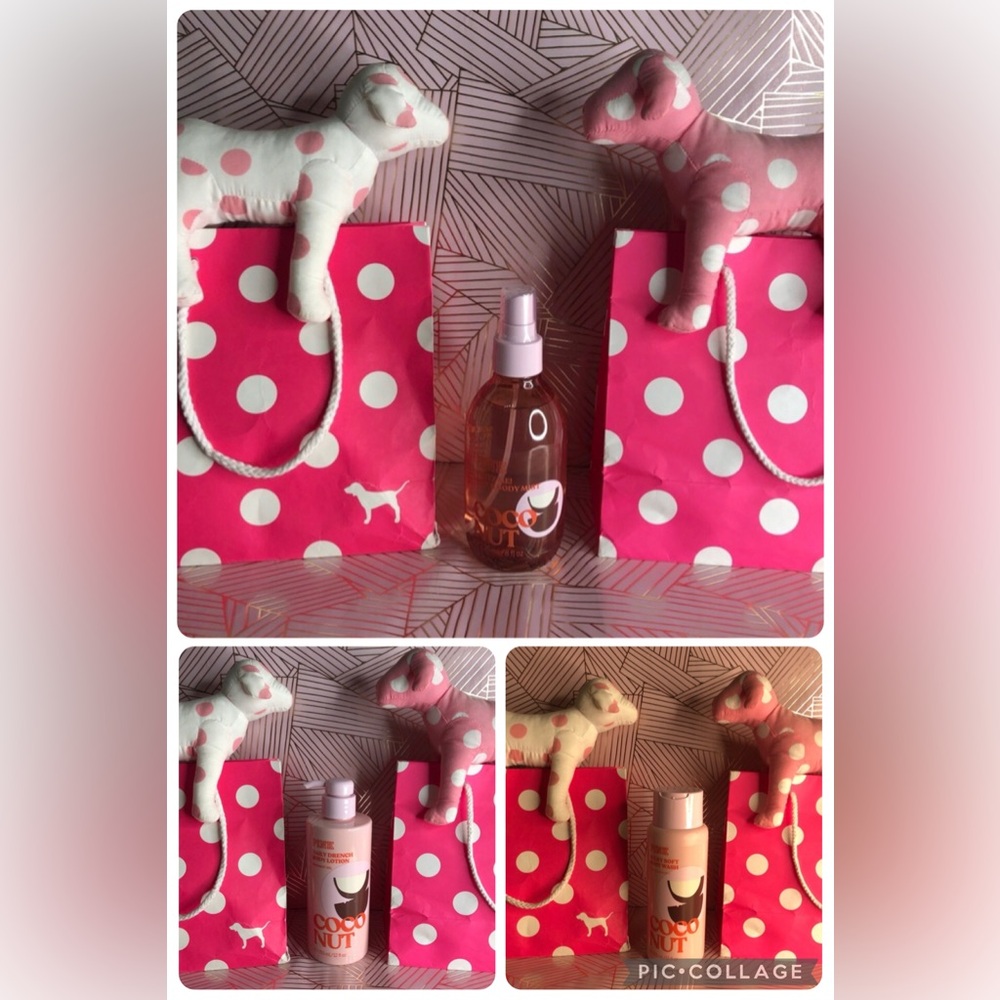 NWT 3 Full Size Victoria Secret Pink Coco Nut Scent Bundle